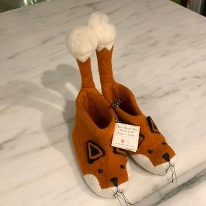 Sew Heart Felt fox slippers sized 4-5 years UK size 10 EU size 28